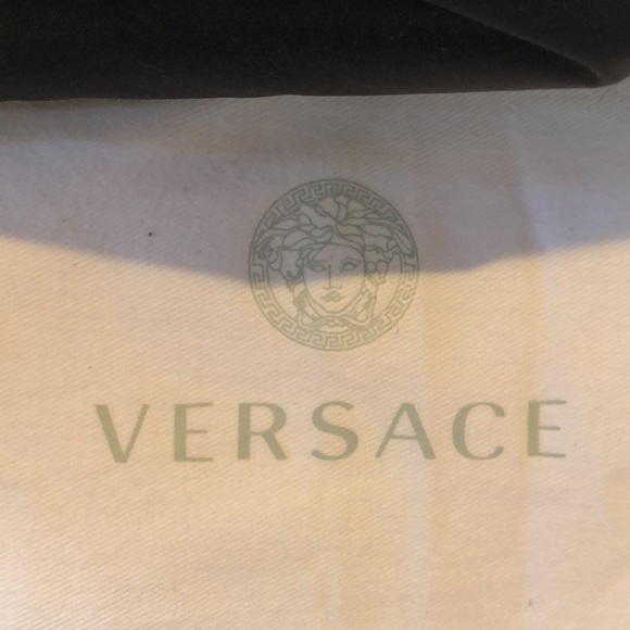 Versace like new black Greca travel bag gold accents nylon magnet close  17x14x7 - Picture 2 of 12
